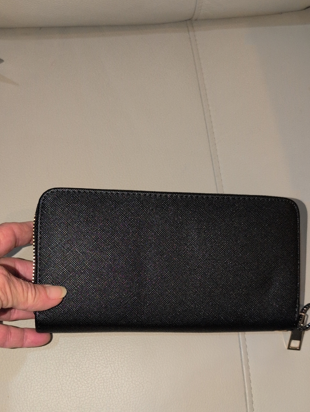 Classic Black Zip-Around Wallet With Removable Wristlet Strap